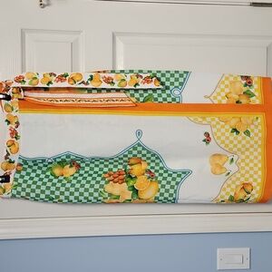 ANTONIO MELANI Linen Clio Wrap Maxi Skirt: Orange/Green Fruit Print: Size- 14